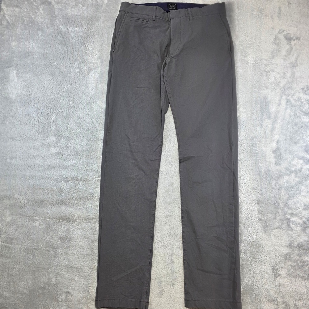 J.Crew Mens 30x32 Grey 484 Slim Fit Tech Chino Pants Stretch Flat Front Slate